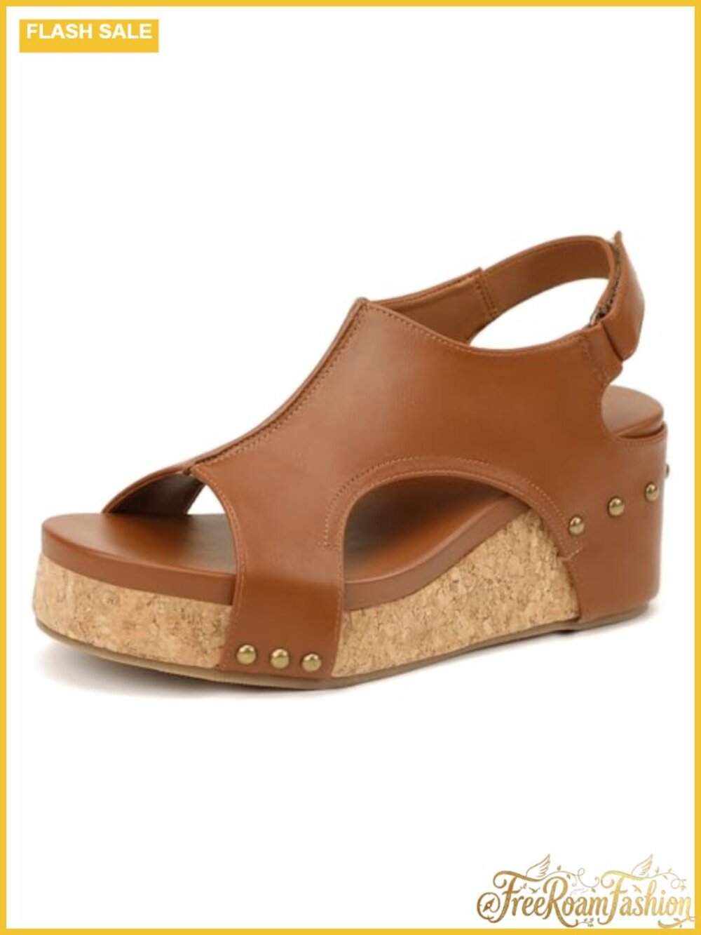 Platform Wedge Sandals Cork Open Toe Adjustable Slingback Cushioned Footbed